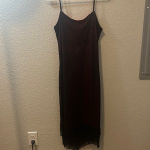 Beautiful vintage dress with black mesh and red satin lining